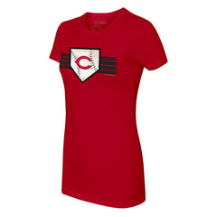 Cincinnati Reds Tiny Turnip Women's Base Stripe T-Shirt Clearance