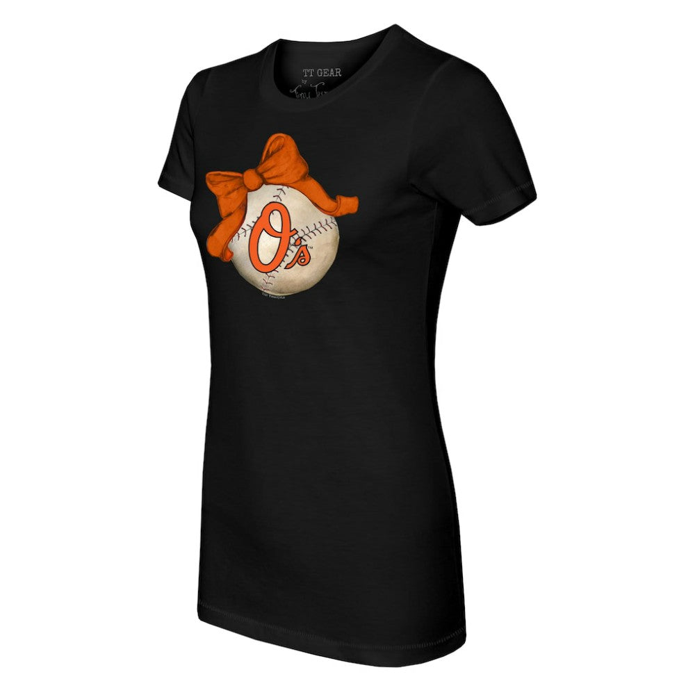 Baltimore Orioles Tiny Turnip Women's Baseball Bow T-Shirt Online