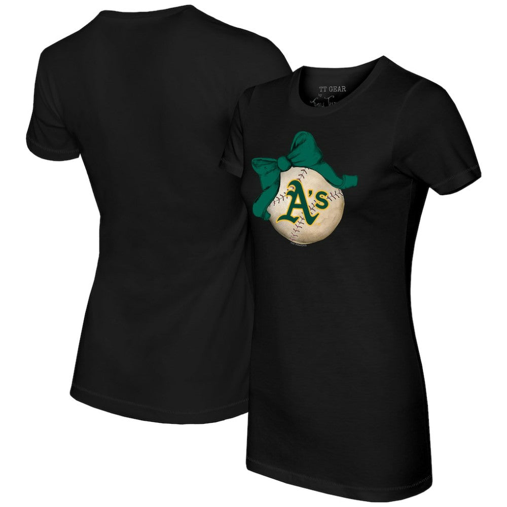 Athletics Tiny Turnip Women's Baseball Bow T-Shirt discount