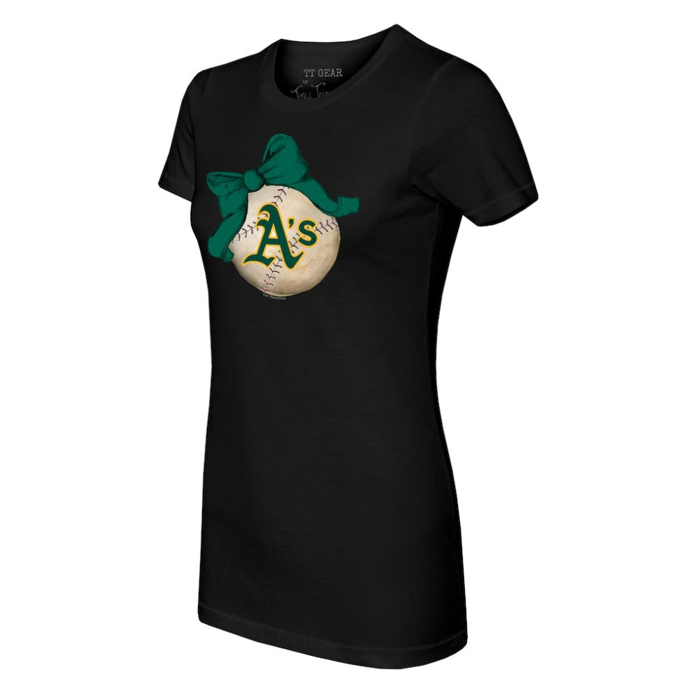 Athletics Tiny Turnip Women's Baseball Bow T-Shirt discount