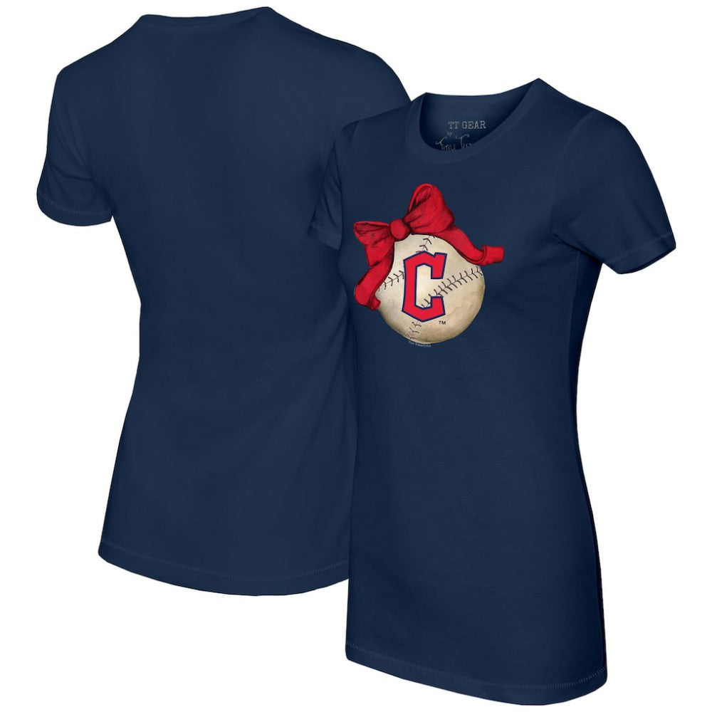 Cleveland Guardians Tiny Turnip Women's Baseball Bow T-Shirt On Sale