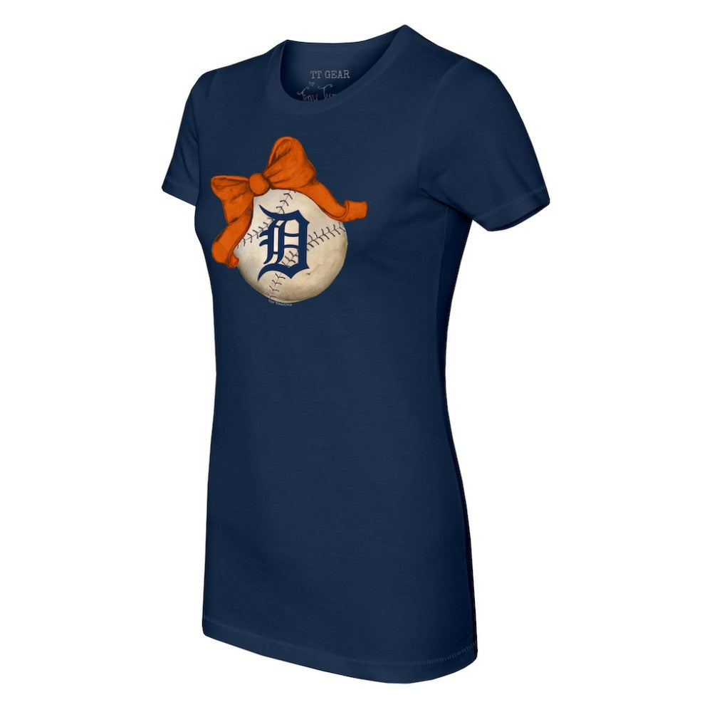 Detroit Tigers Tiny Turnip Women's Baseball Bow T-Shirt Lifestyle