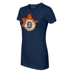 Detroit Tigers Tiny Turnip Women's Baseball Bow T-Shirt Lifestyle
