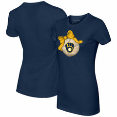 Milwaukee Brewers Tiny Turnip Women's Baseball Bow T-Shirt Sale