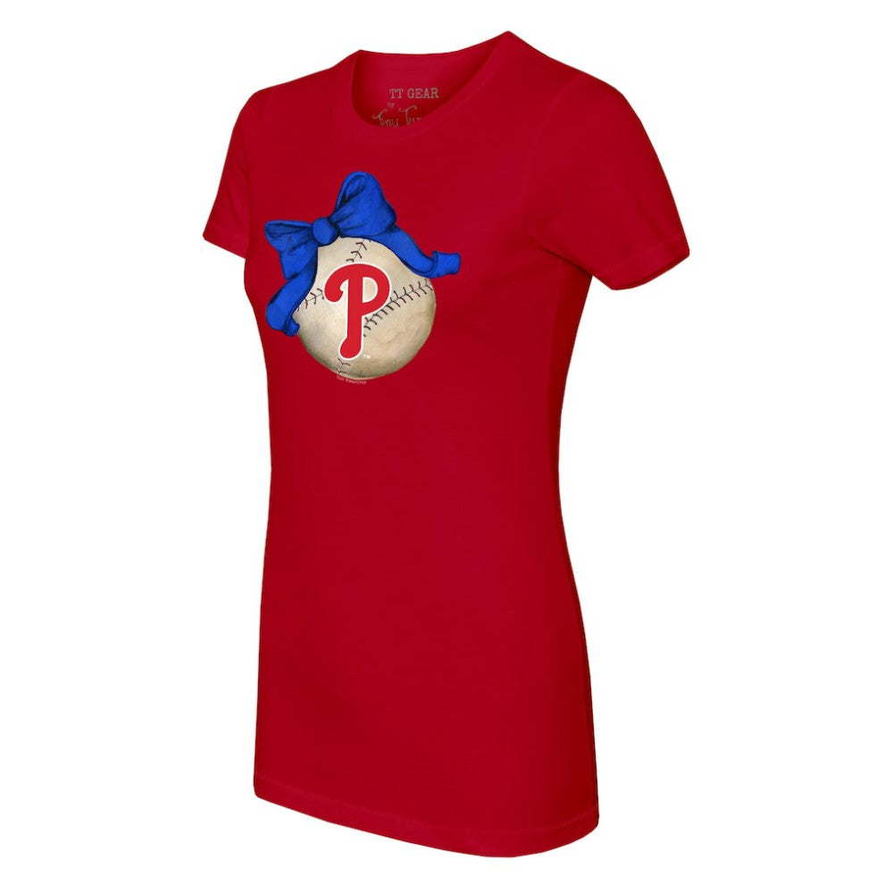 Philadelphia Phillies Tiny Turnip Women's Baseball Bow T-Shirt Sale