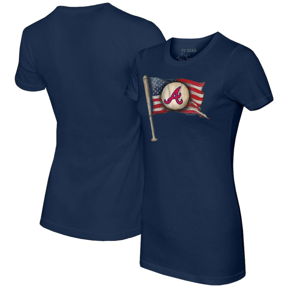 Atlanta Braves Tiny Turnip Women's Baseball Flag T-Shirt On Sale