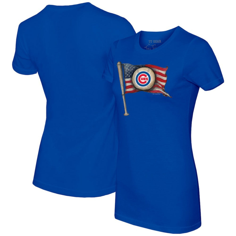 Chicago Cubs Tiny Turnip Women's Baseball Flag T-Shirt for sale