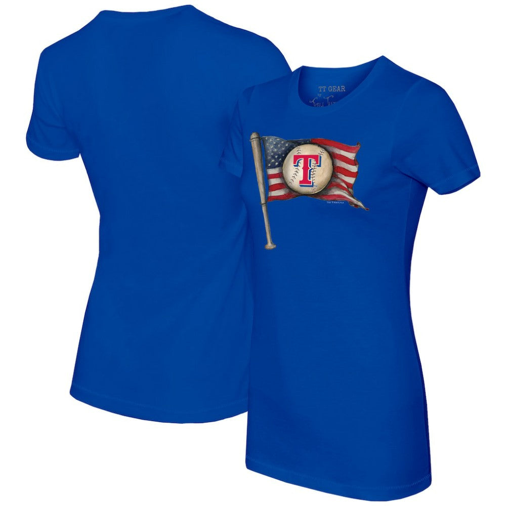 Texas Rangers Tiny Turnip Women's Baseball Flag T-Shirt Lifestyle