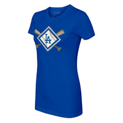 Los Angeles Dodgers Tiny Turnip Women's Diamond Cross Bats T-Shirt Clearance