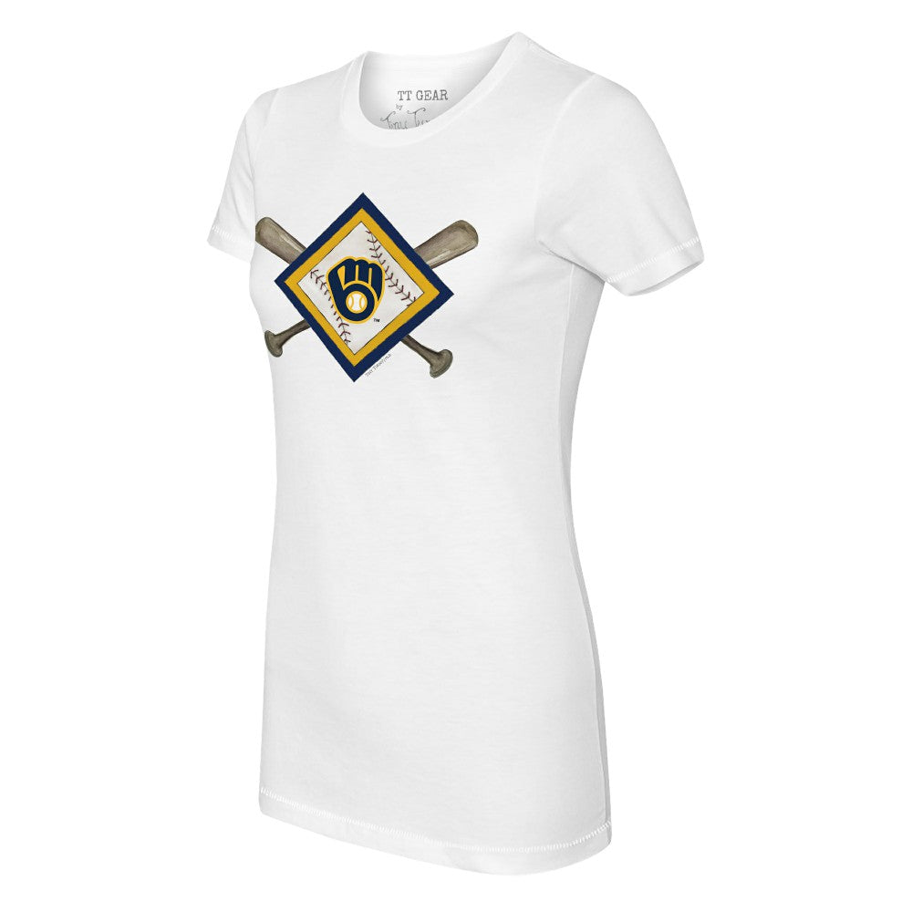 Milwaukee Brewers Tiny Turnip Women's Diamond Cross Bats T-Shirt Lifestyle