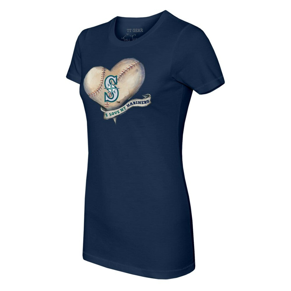 Seattle Mariners Tiny Turnip Women's Heart Banner T-Shirt Sale