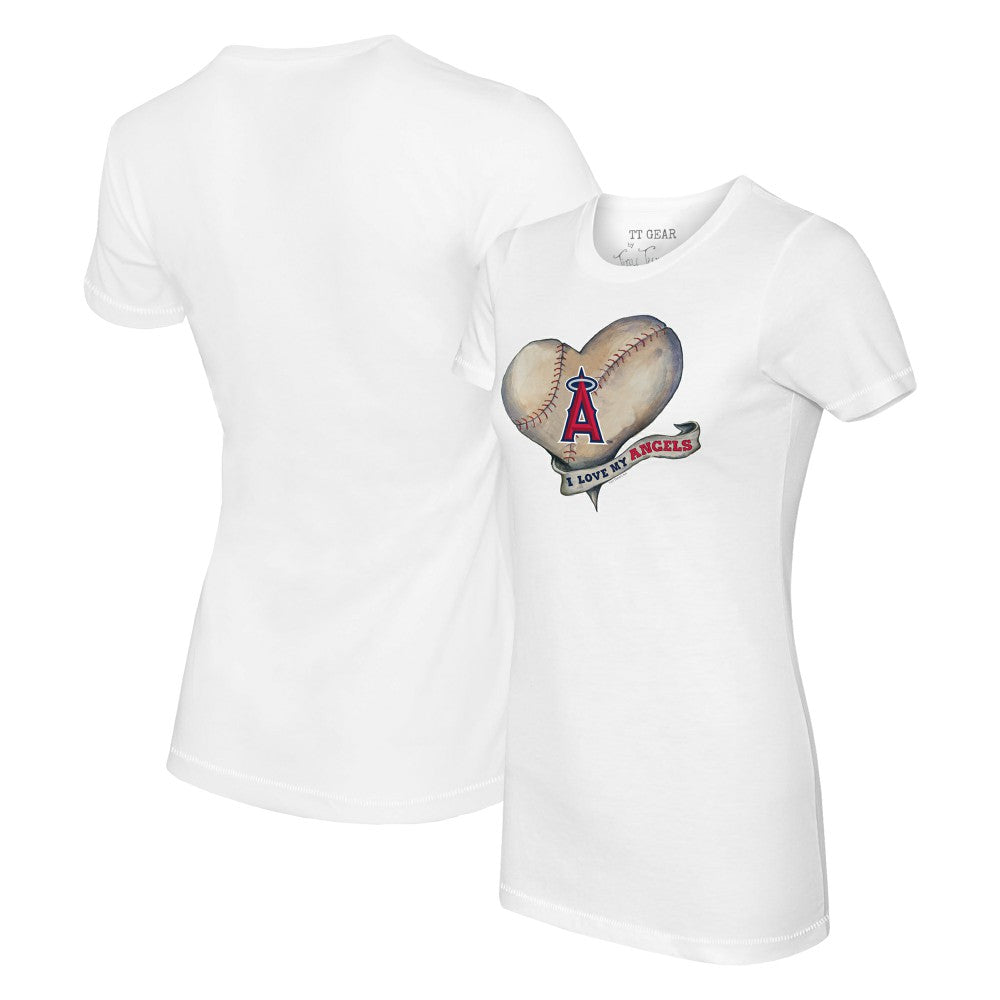 Los Angeles Angels Tiny Turnip Women's Heart Banner T-Shirt On Sale