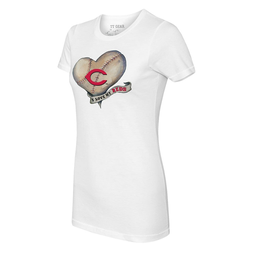 Cincinnati Reds Tiny Turnip Women's Heart Banner T-Shirt discount
