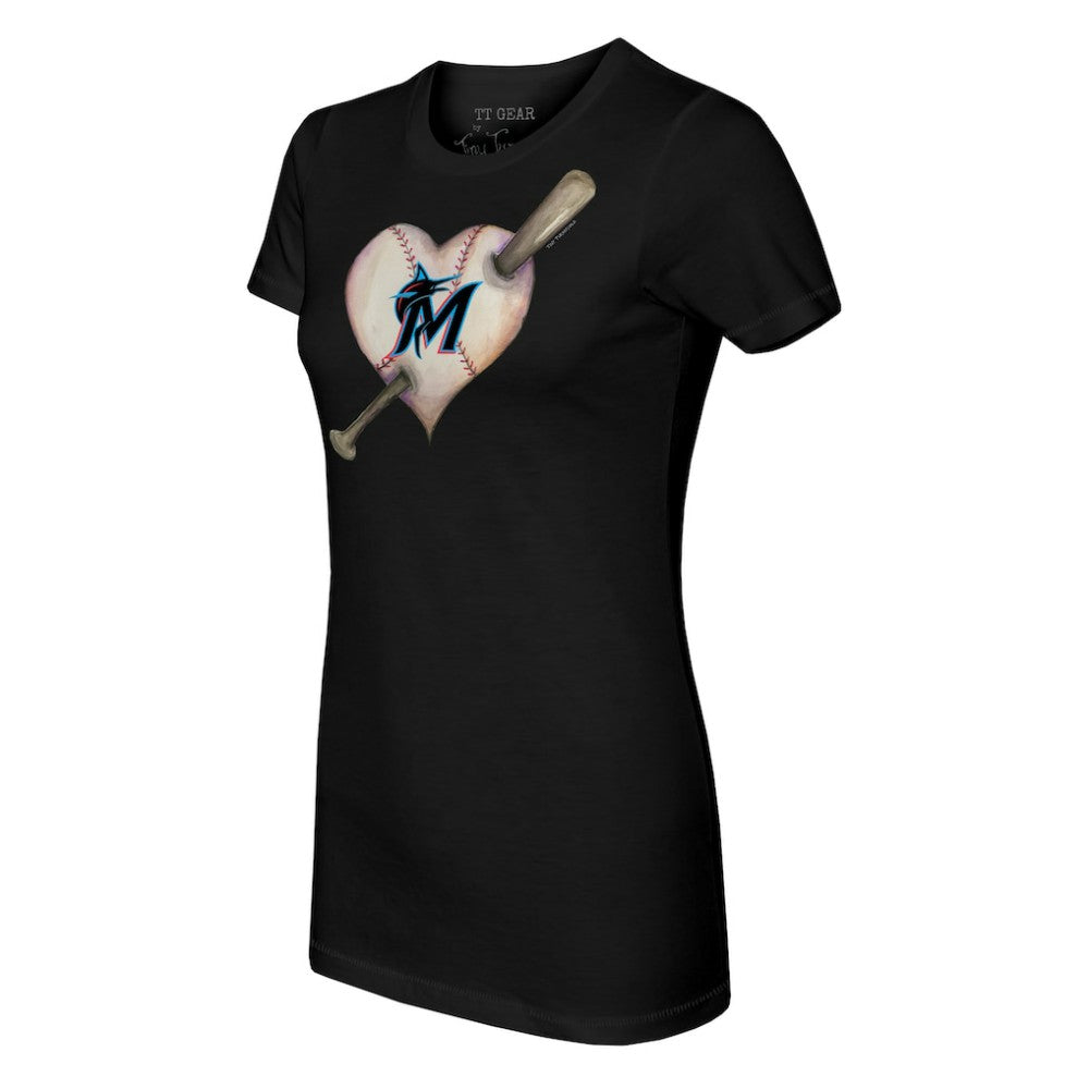 Miami Marlins Tiny Turnip Women's Heart Bat T-Shirt Sale