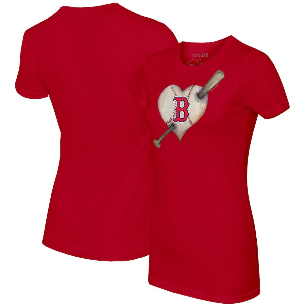 Boston Red Sox Tiny Turnip Women's Heart Bat T-Shirt On Sale