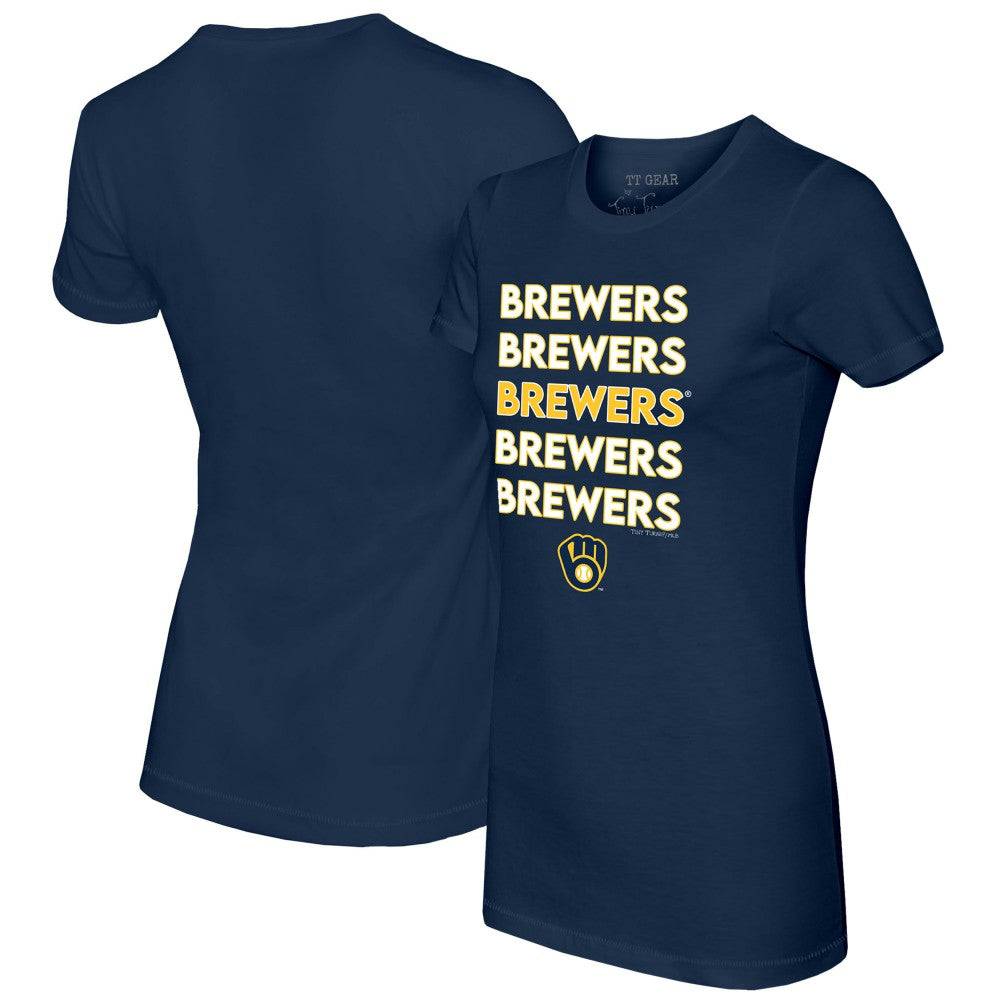 Milwaukee Brewers Tiny Turnip Women's Stacked T-Shirt On Sale
