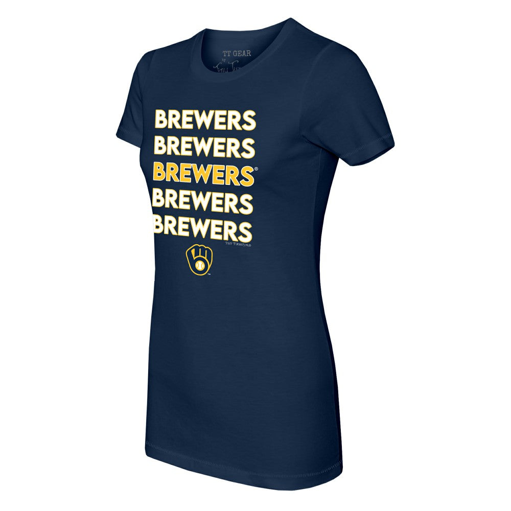 Milwaukee Brewers Tiny Turnip Women's Stacked T-Shirt On Sale