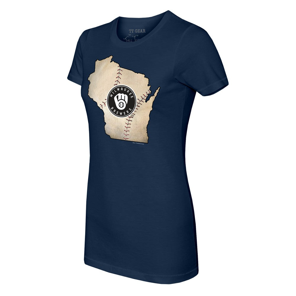 Milwaukee Brewers Tiny Turnip Women's State Outline T-Shirt Clearance