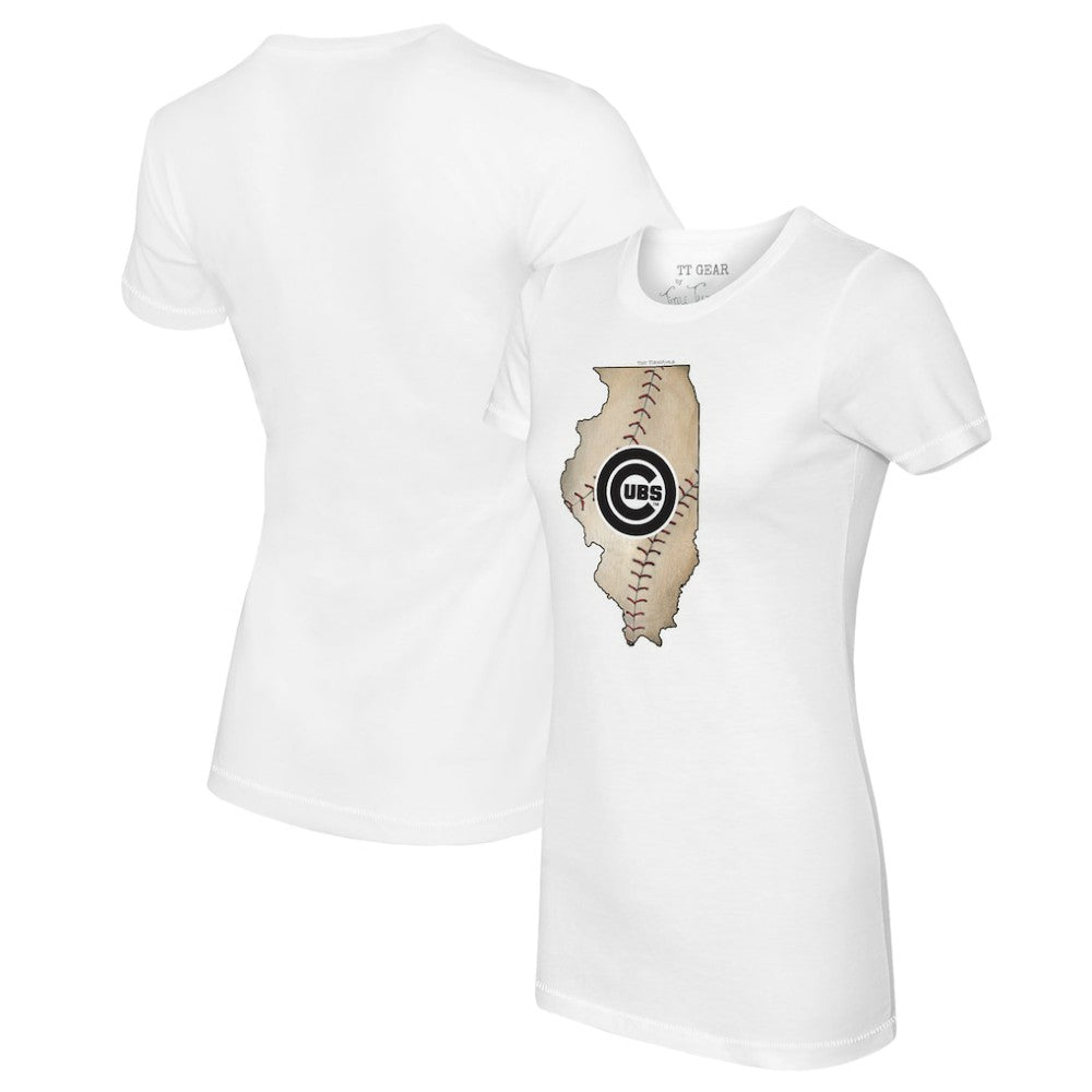 Chicago Cubs Tiny Turnip Women's State Outline T-Shirt Clearance