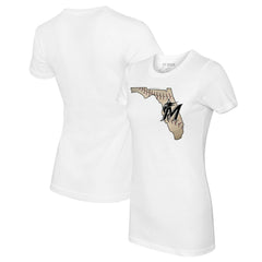 Miami Marlins Tiny Turnip Women's State Outline T-Shirt On Sale