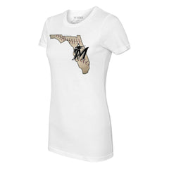 Miami Marlins Tiny Turnip Women's State Outline T-Shirt On Sale