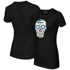 Miami Marlins Tiny Turnip Women's Sugar Skull T-Shirt Clearance