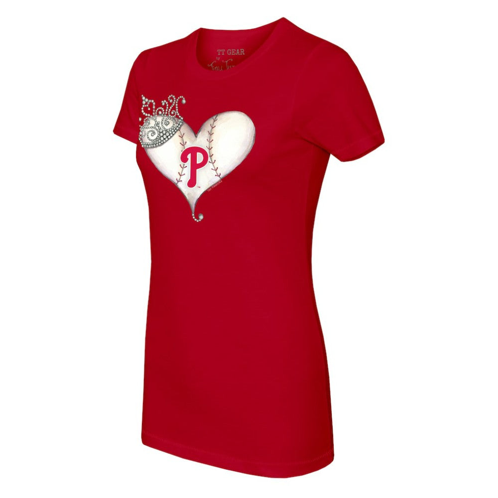 Philadelphia Phillies Tiny Turnip Women's Tiara Heart T-Shirt Clearance