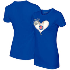 Chicago Cubs Tiny Turnip Women's Tiara Heart T-Shirt On Sale