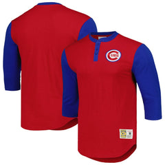Chicago Cubs Mitchell & Ness Cooperstown Collection Legendary Slub Henley 3/4-Sleeve T-Shirt Lifestyle