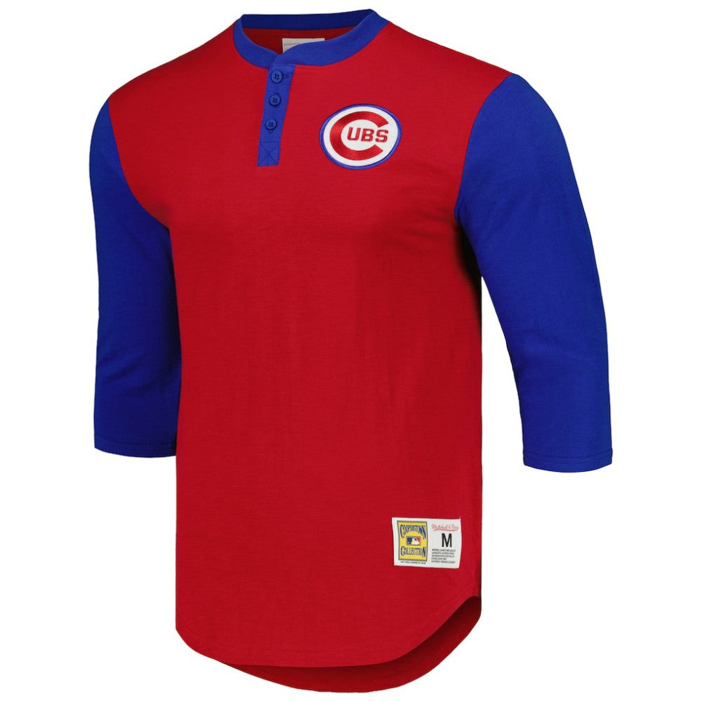 Chicago Cubs Mitchell & Ness Cooperstown Collection Legendary Slub Henley 3/4-Sleeve T-Shirt Lifestyle