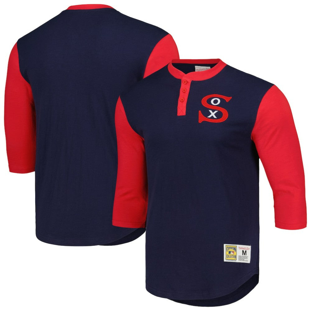 Chicago White Sox Mitchell & Ness Cooperstown Collection Legendary Slub Henley 3/4-Sleeve T-Shirt On Sale
