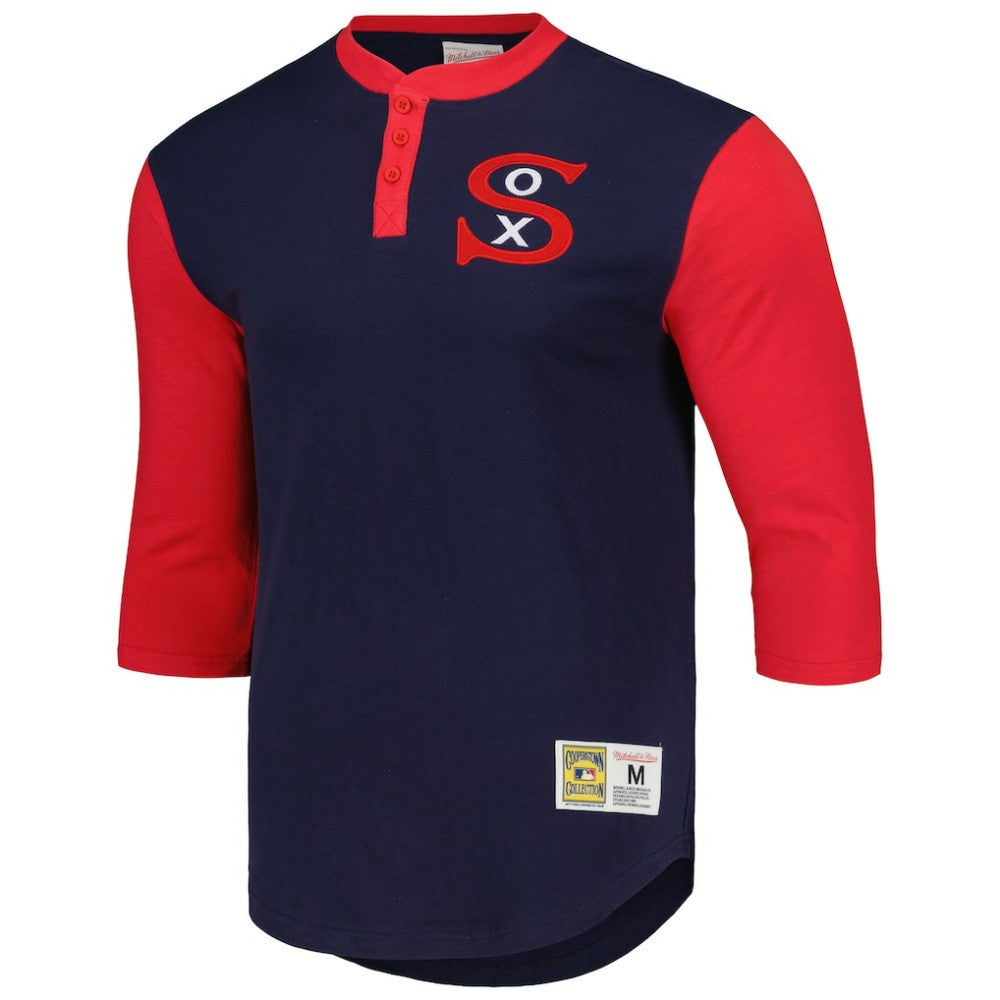Chicago White Sox Mitchell & Ness Cooperstown Collection Legendary Slub Henley 3/4-Sleeve T-Shirt On Sale