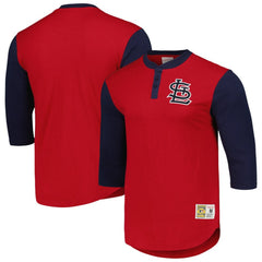 St. Louis Cardinals Mitchell & Ness Cooperstown Collection Legendary Slub Henley 3/4-Sleeve T-Shirt On Sale
