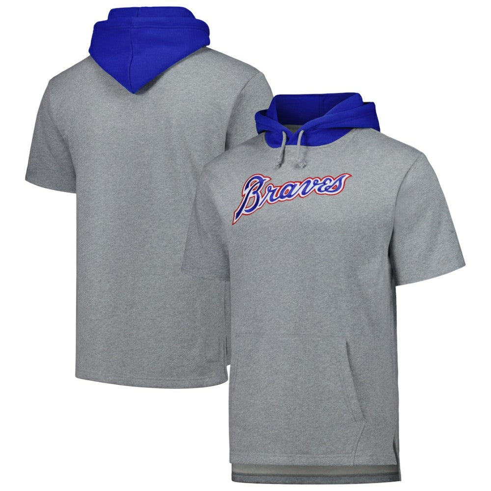 Atlanta Braves Mitchell & Ness Postgame Short Sleeve Pullover Hoodie Lifestyle