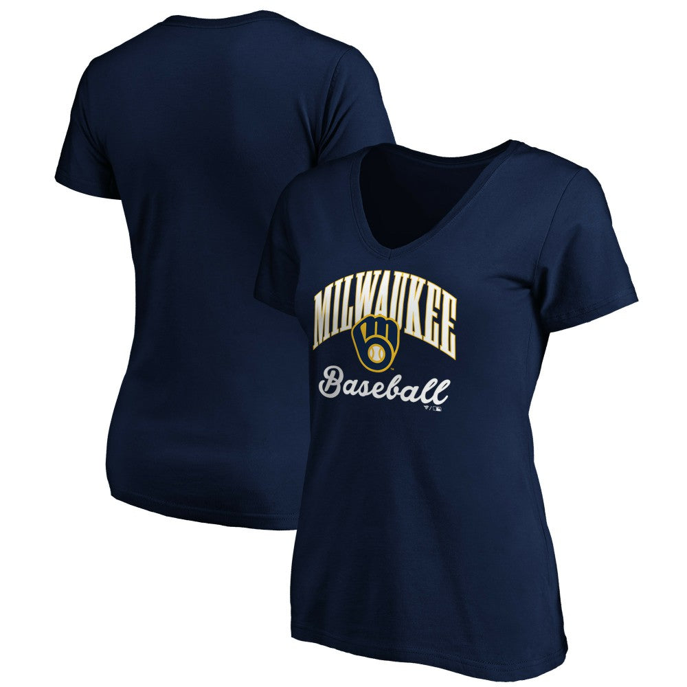 Milwaukee Brewers Women's Core Victory Script V-Neck T-Shirt discount