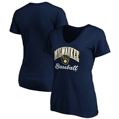 Milwaukee Brewers Women's Core Victory Script V-Neck T-Shirt discount