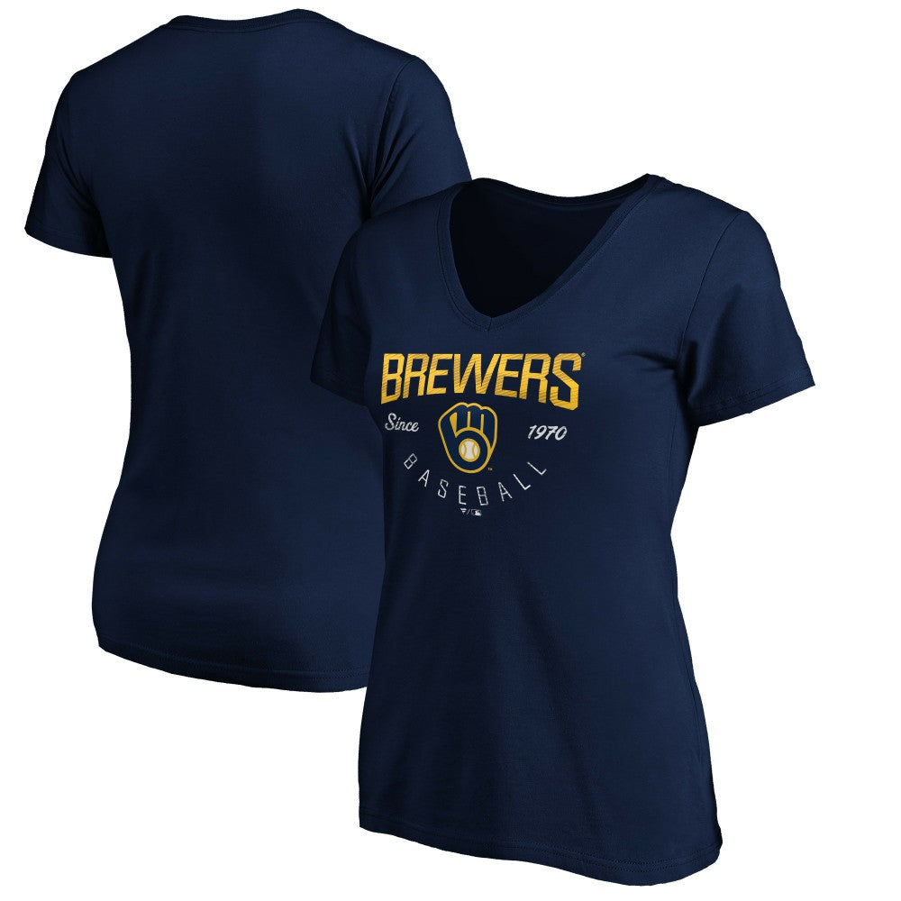 Milwaukee Brewers Women's Core Live For It V-Neck T-Shirt Sale