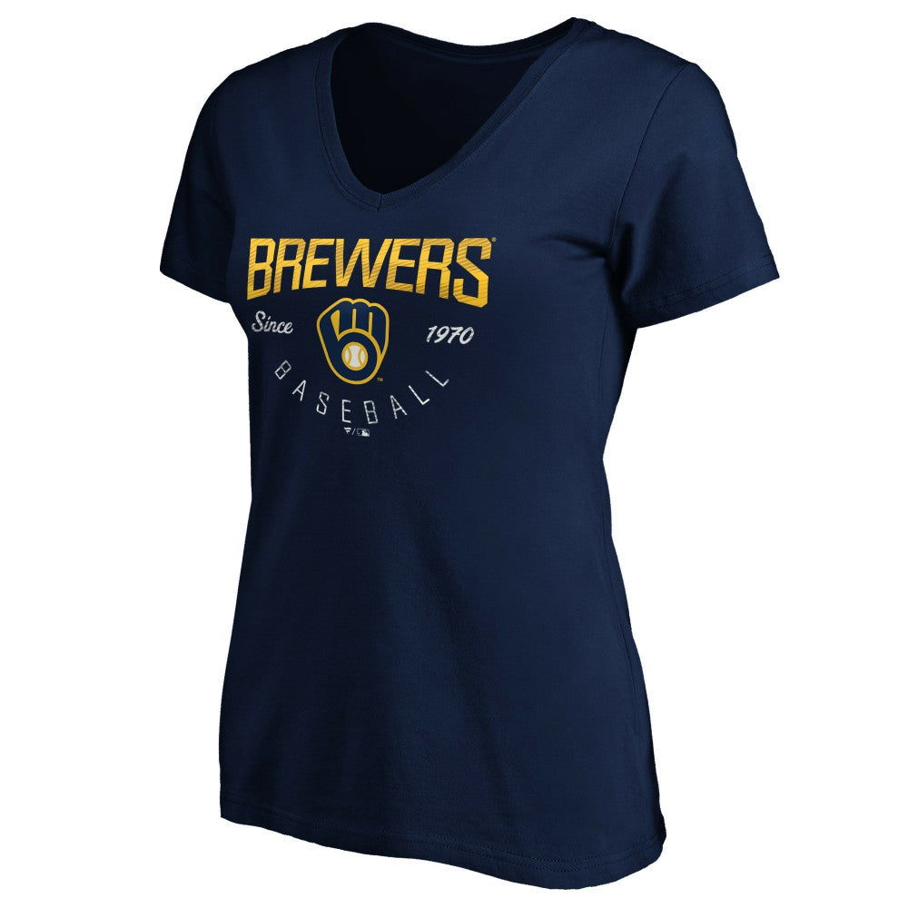 Milwaukee Brewers Women's Core Live For It V-Neck T-Shirt Sale