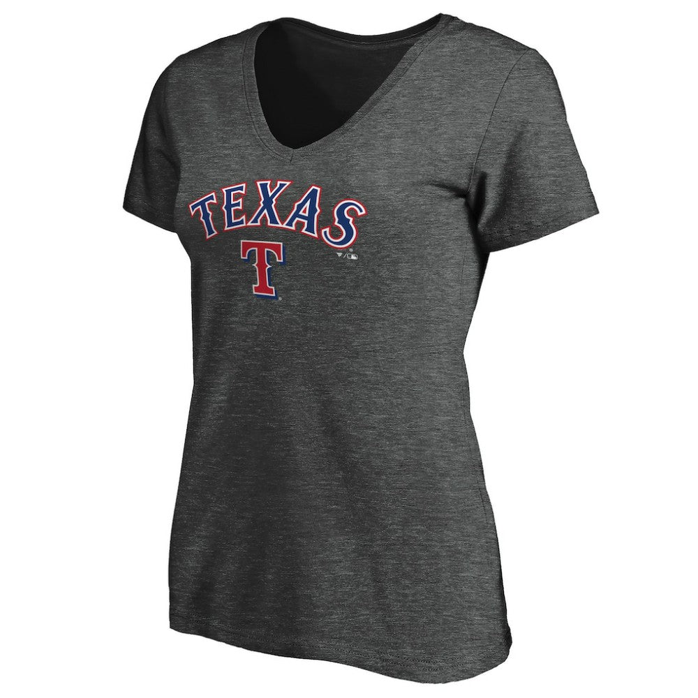 Texas Rangers Women's Core Team Lock Up Wordmark V-Neck T-Shirt Lifestyle