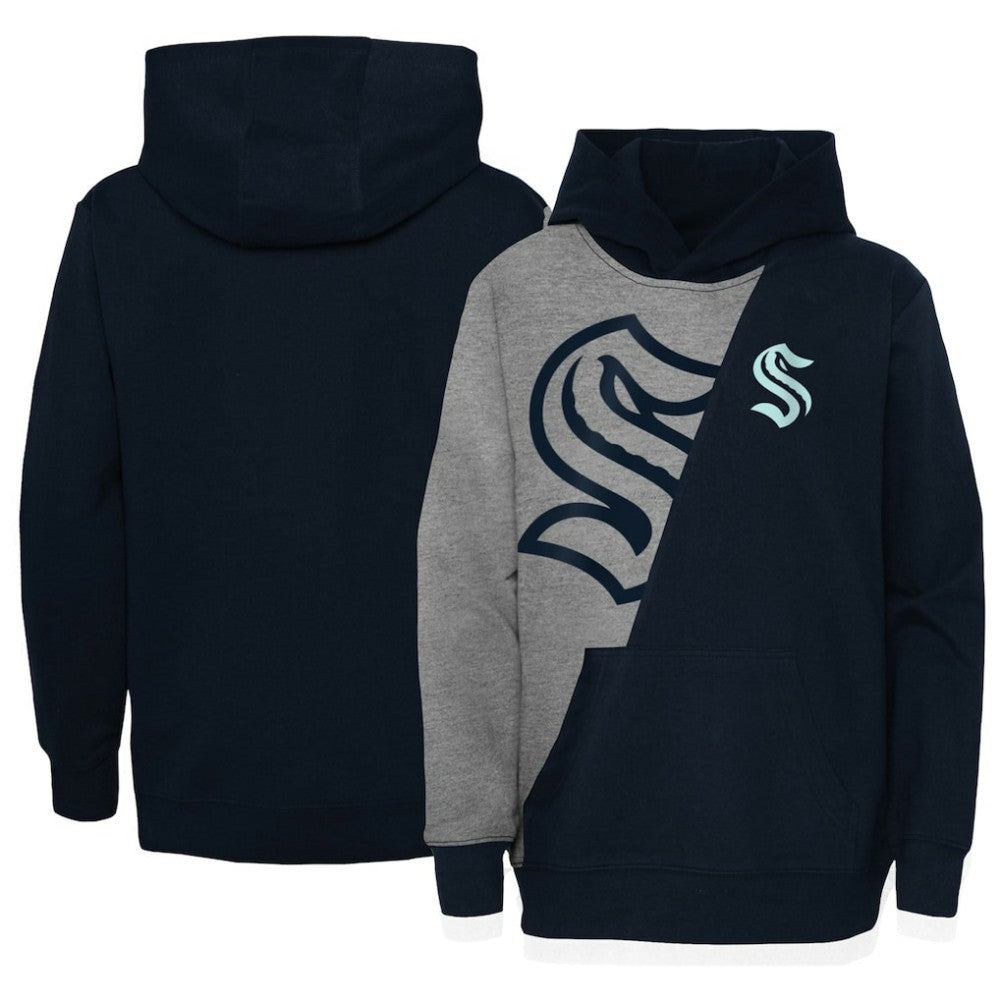Seattle Kraken Youth Unrivaled Pullover Hoodie Heather Gray/Deep Sea Blue