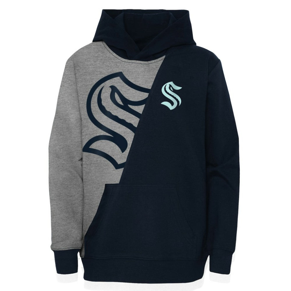 Seattle Kraken Youth Unrivaled Pullover Hoodie Heather Gray/Deep Sea Blue