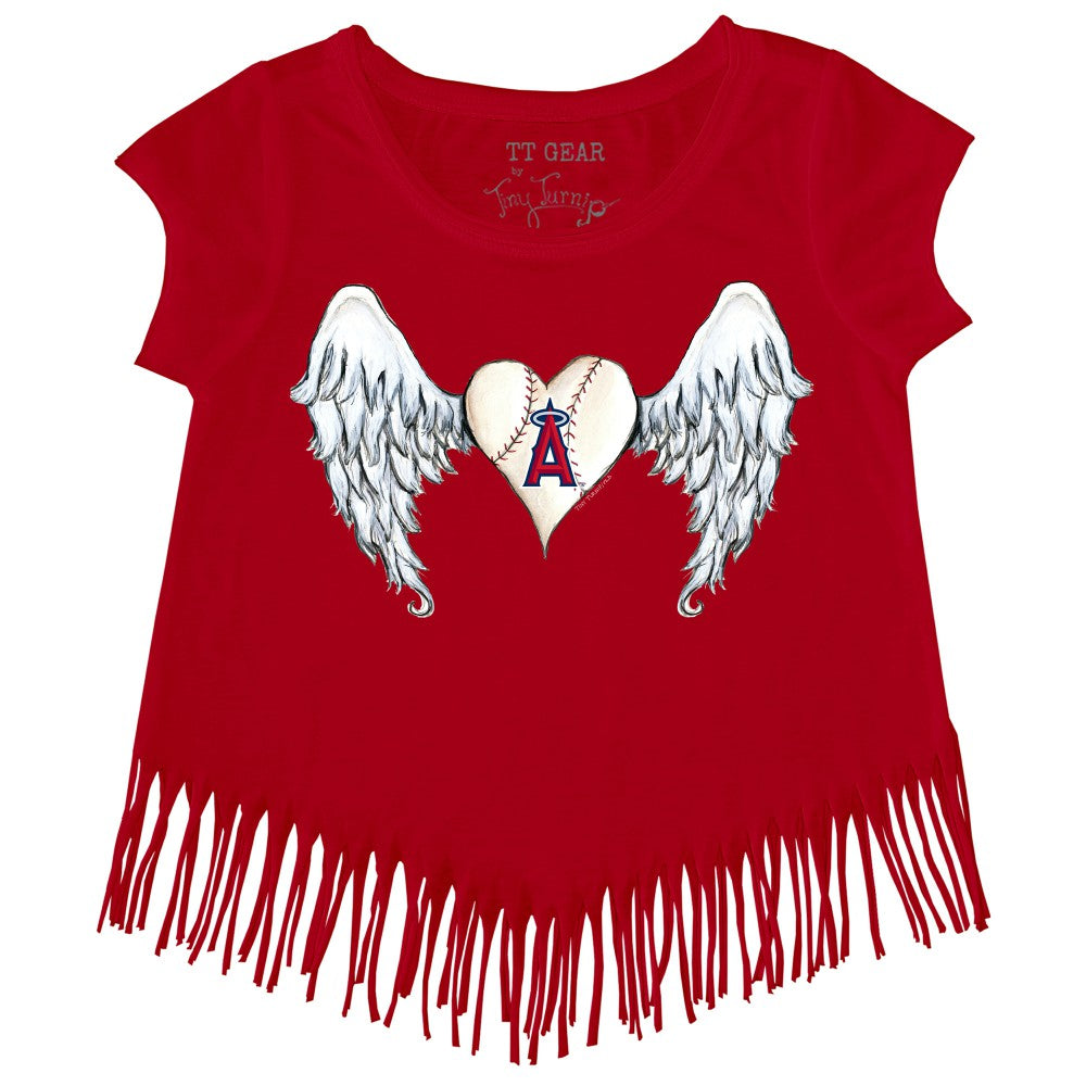 Los Angeles Angels Tiny Turnip Girls Youth Angel Wings Fringe T-Shirt Clearance