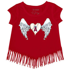 Los Angeles Angels Tiny Turnip Girls Youth Angel Wings Fringe T-Shirt Clearance