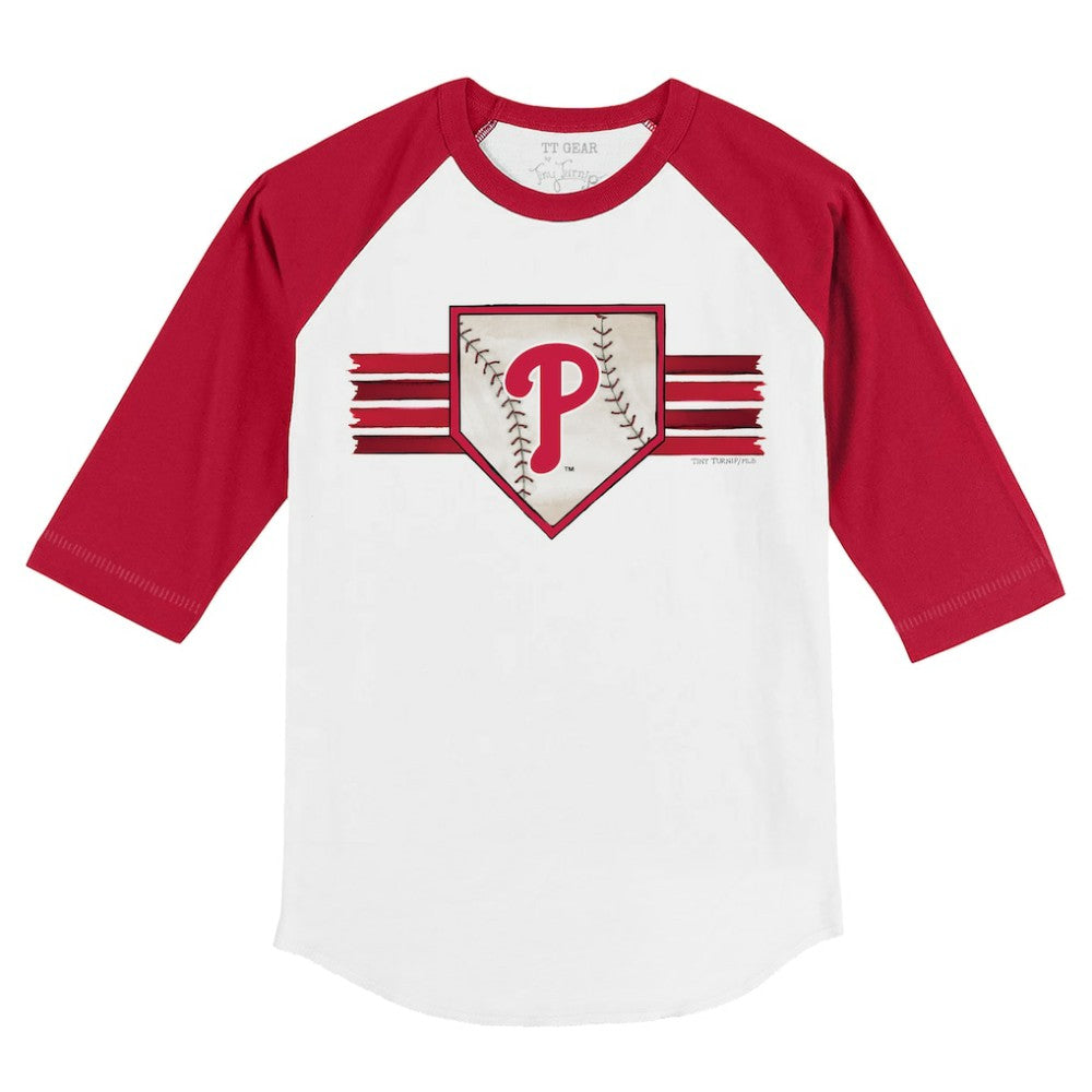Philadelphia Phillies Tiny Turnip Youth Base Stripe 3/4-Sleeve Raglan T-Shirt Sale