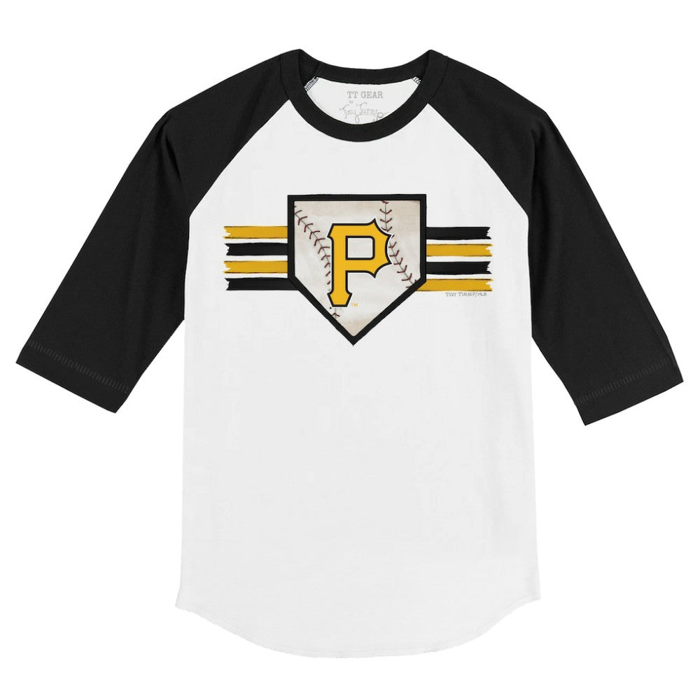 Pittsburgh Pirates Tiny Turnip Youth Base Stripe 3/4-Sleeve Raglan T-Shirt Lifestyle