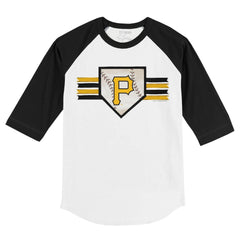 Pittsburgh Pirates Tiny Turnip Youth Base Stripe 3/4-Sleeve Raglan T-Shirt Lifestyle
