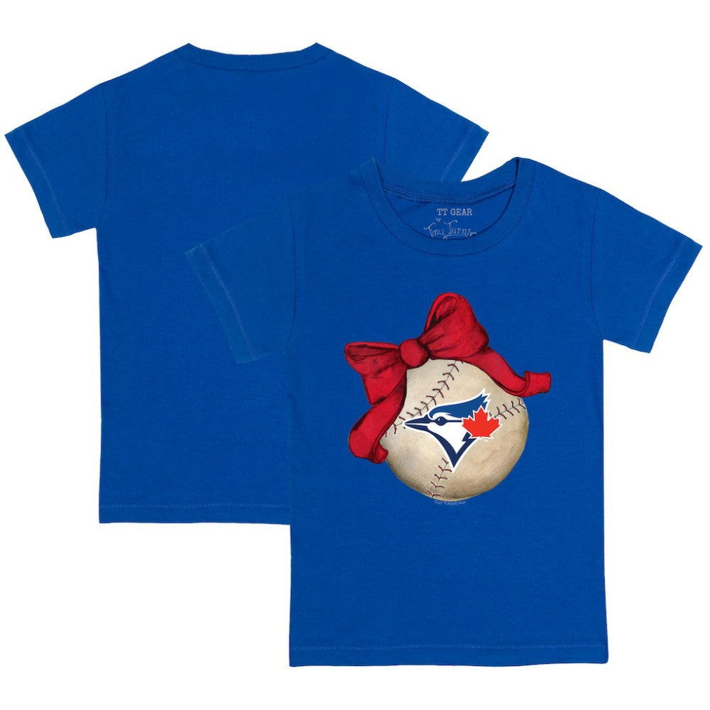 Toronto Blue Jays Tiny Turnip Youth Baseball Bow T-Shirt discount