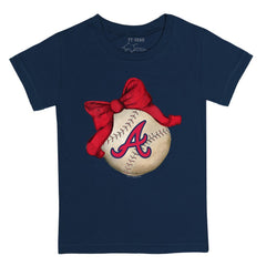 Atlanta Braves Tiny Turnip Youth Baseball Bow T-Shirt discount