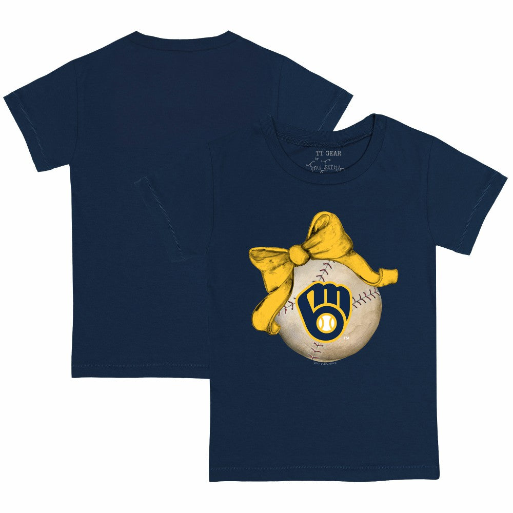 Milwaukee Brewers Tiny Turnip Youth Baseball Bow T-Shirt Lifestyle