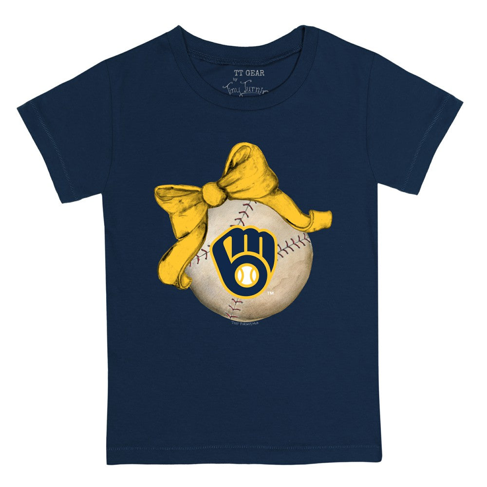 Milwaukee Brewers Tiny Turnip Youth Baseball Bow T-Shirt Lifestyle